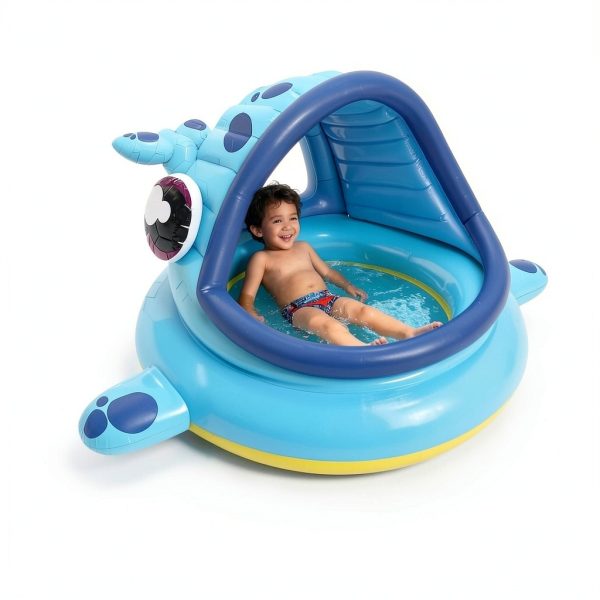 JOYIN Inflatable Shade Kiddie Pool,Whale Baby Pool Tent, Infant Swimming Pool for Kids （54" x 56" x 28"）,Blow Up Toddler Pool for Swim Party Toys Summer Water Beach Fun-2