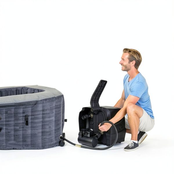 INTEX 28449EH PureSpa Greystone Deluxe Spa Set: Includes Energy Efficient Spa Cover - 140 Bubble Jets - Square Design - 4 Person Capacity - 69" x 28"-8