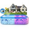 2025 Upgrade Inflatable Pools with Lights, Inflatable Swimming Pools for Adults, Blow Up Pool Solar, Large Pool, Durable Thickened Inflatable Pool for Backyard-Blue-1