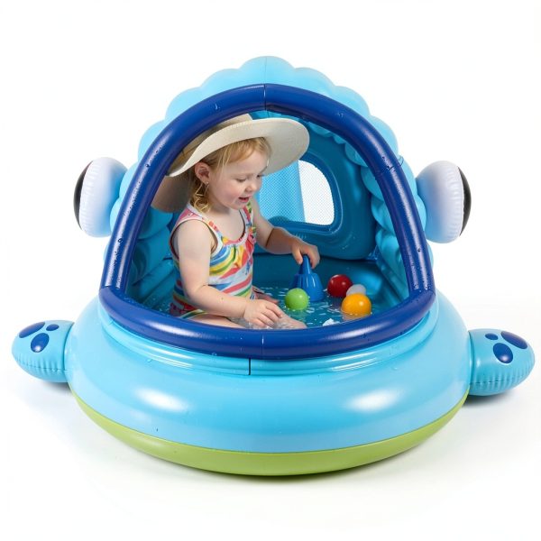 JOYIN Inflatable Shade Kiddie Pool,Whale Baby Pool Tent, Infant Swimming Pool for Kids （54" x 56" x 28"）,Blow Up Toddler Pool for Swim Party Toys Summer Water Beach Fun-5