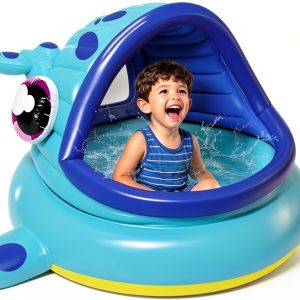 JOYIN Inflatable Shade Kiddie Pool,Whale Baby Pool Tent, Infant Swimming Pool for Kids （54" x 56" x 28"）,Blow Up Toddler Pool for Swim Party Toys Summer Water Beach Fun-0