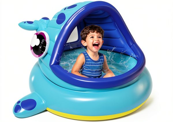 JOYIN Inflatable Shade Kiddie Pool,Whale Baby Pool Tent, Infant Swimming Pool for Kids （54" x 56" x 28"）,Blow Up Toddler Pool for Swim Party Toys Summer Water Beach Fun-0