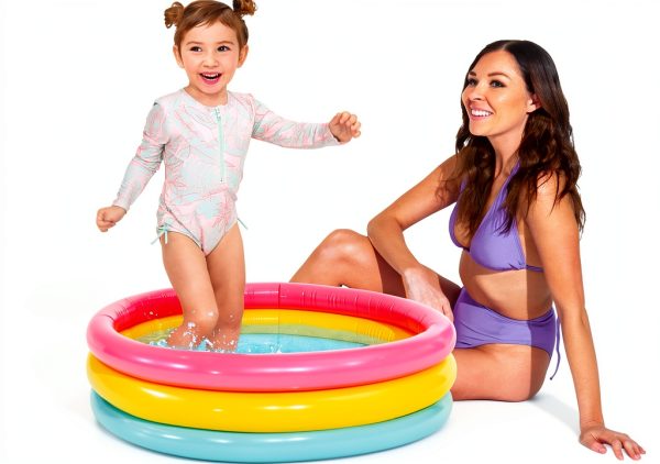 Intex: Inflatable Baby Pool - Sunset Glow - 34"x10", 3 Color Rings, Outdoor & Backyard, Water Splash Kiddie Pool, Soft & Durable, Toddlers-Kids Age 1+-4