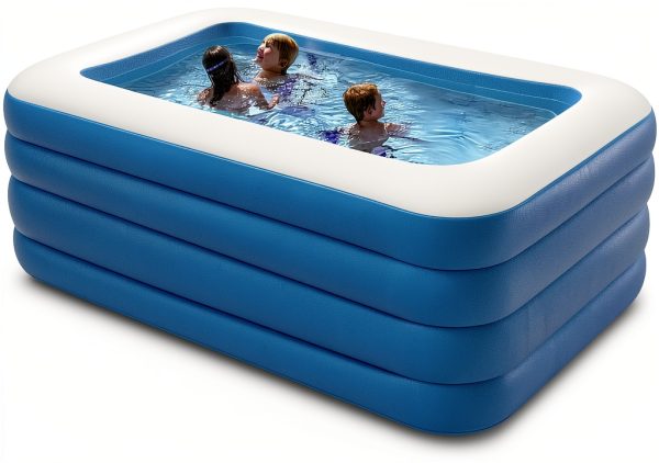 Inflatable Swimming Pool, 71” x 51” x 28” Full-Sized Blow Up Pool, Kids Family Pool for Summer Water Party, BPA-Free Above Ground Blow Up Kiddie Pool Ball/Sand Pit, Outdoor, Garden, Backyard-3
