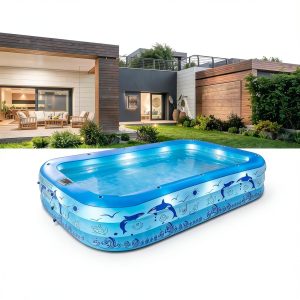 2025 Upgrade Inflatable Pools with Lights, Inflatable Swimming Pools for Adults, Blow Up Pool Solar, Large Pool, Durable Thickened Inflatable Pool for Backyard-Blue-0
