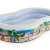 Intex 8.5ft x 5.25ft x 18in Swim Center Paradise Seaside Inflatable Kiddie Pool with Drain Plug for Quick and Easy Clean Up-0