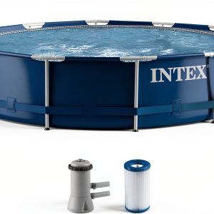 Intex 12ft Metal Frame Above Ground Pool with 530 GPH Pump-0