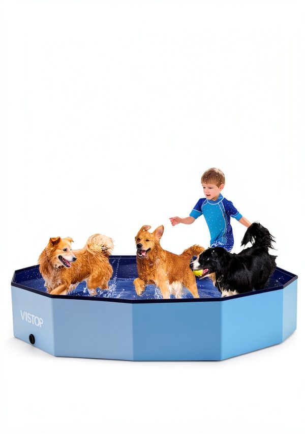 VISTOP Extra Large Foldable Dog Pool XXL, Hard Plastic Shell Portable-6